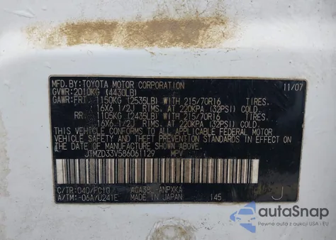 2008 Toyota Rav4 z USA, uszkodzony, nr VIN JTMZD33V586061129